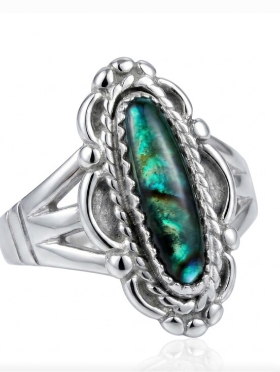 Vintage Jewelry - Vintage Native American Paua Ring In Sterling Silver Size 7